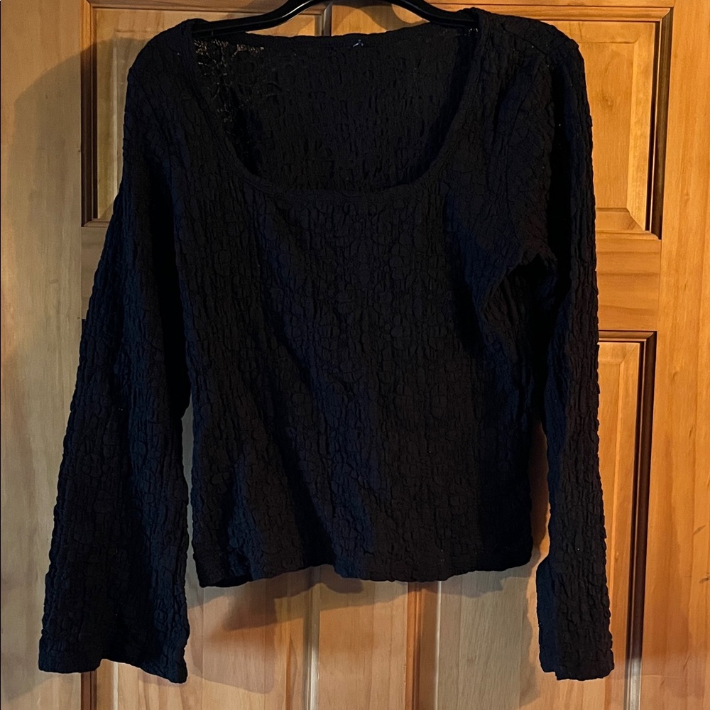 Elegant Black Textured Women's Top